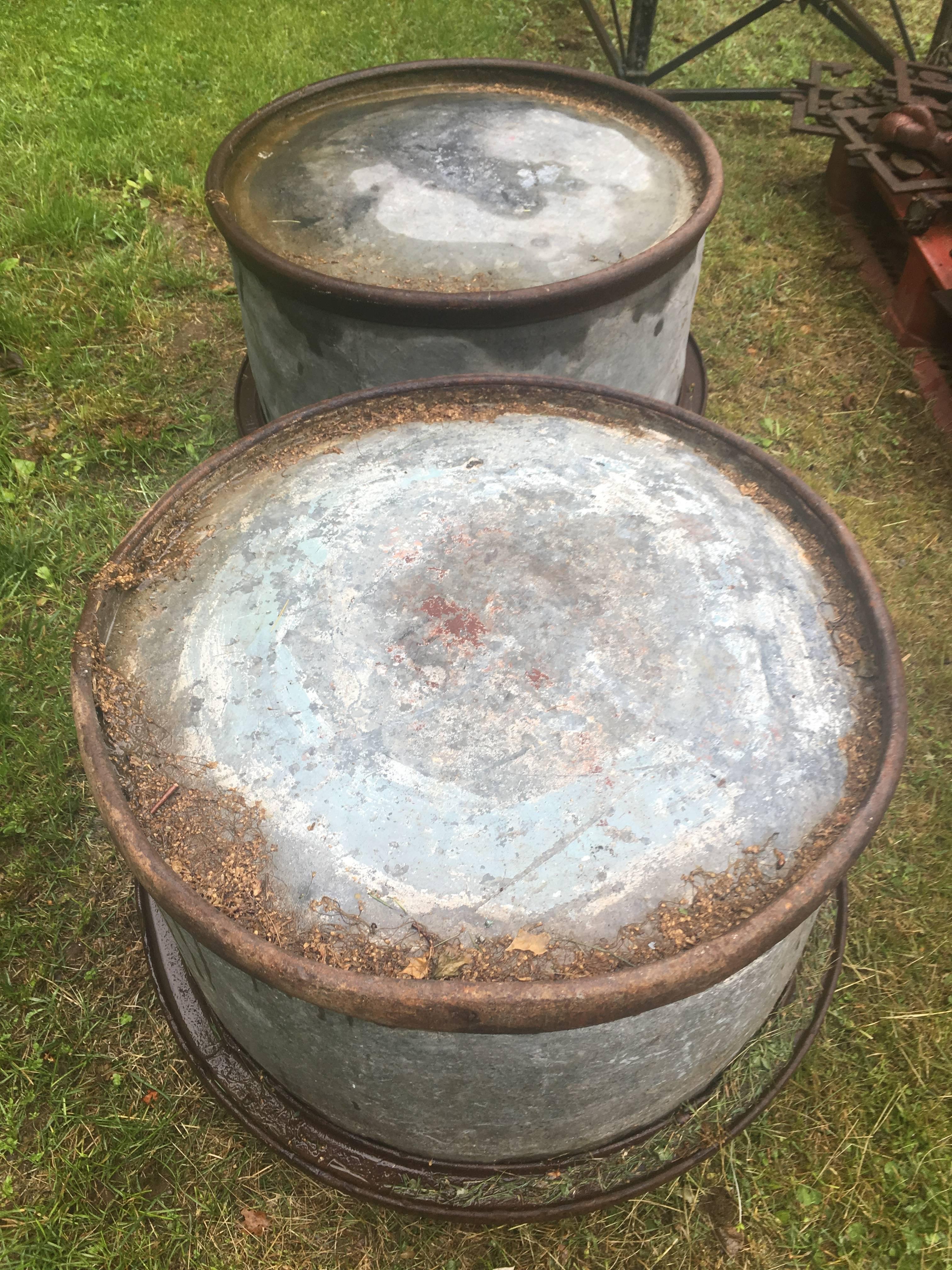 Pair of French Industrial Tub Planters 2