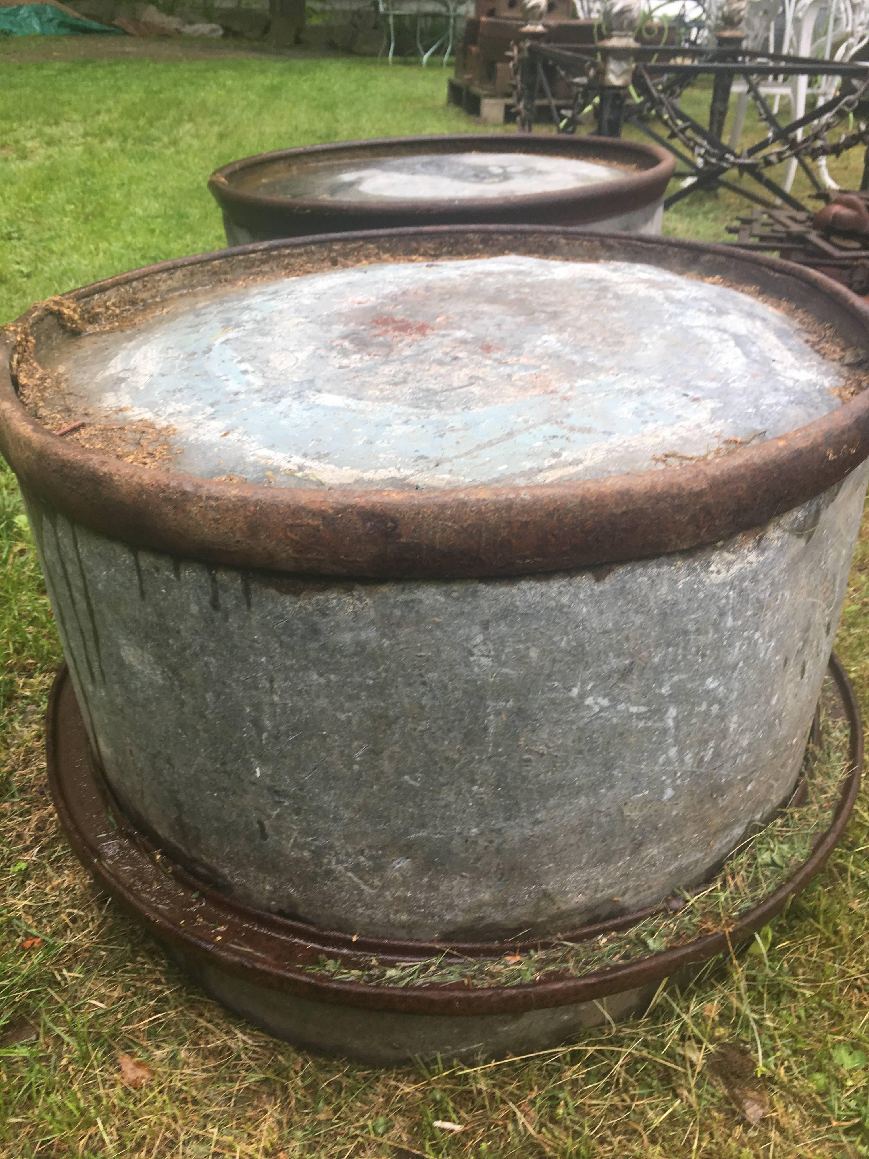 Pair of French Industrial Tub Planters 5