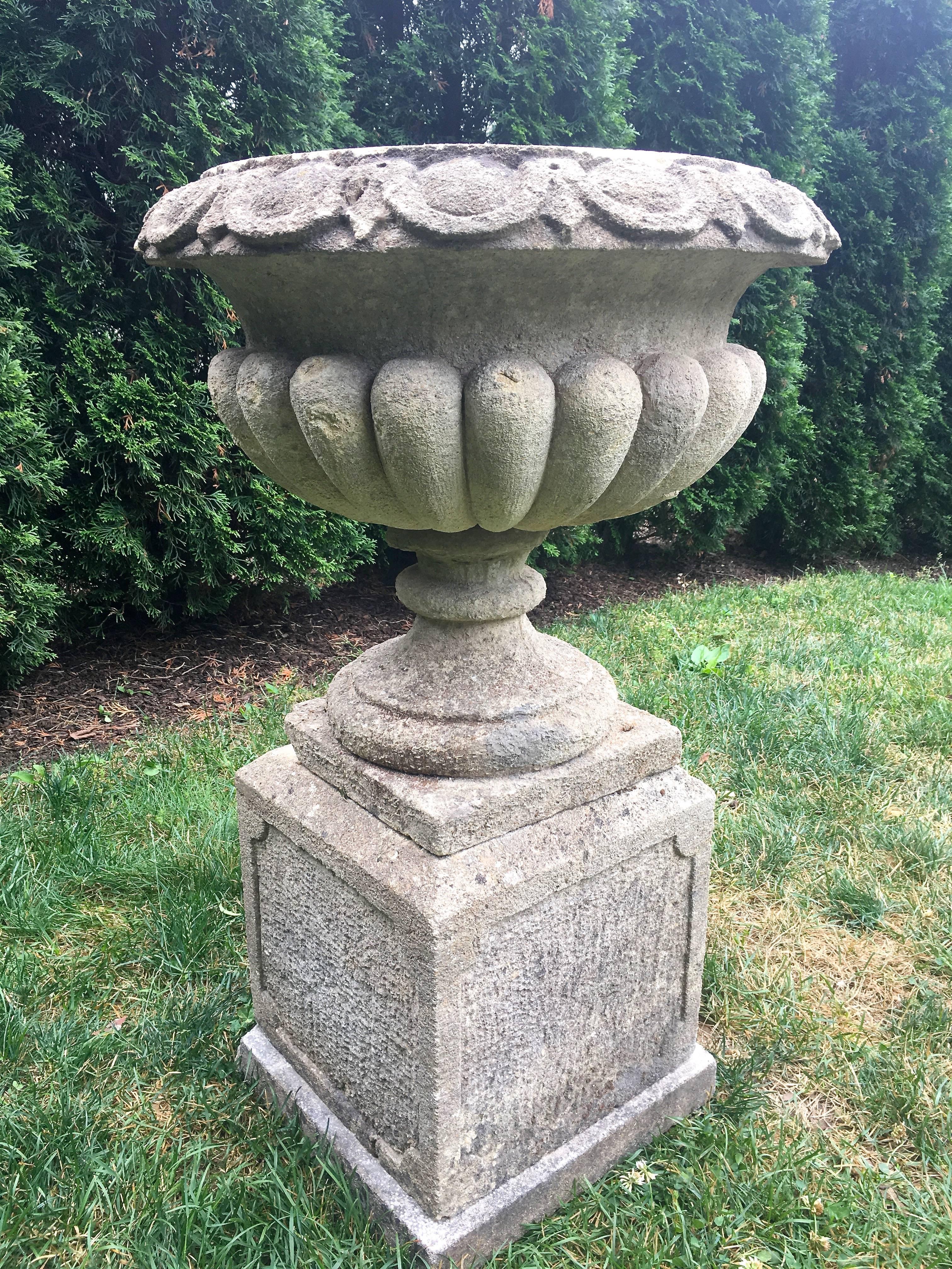 French Beautifully Carved 19th Century Stone Urn