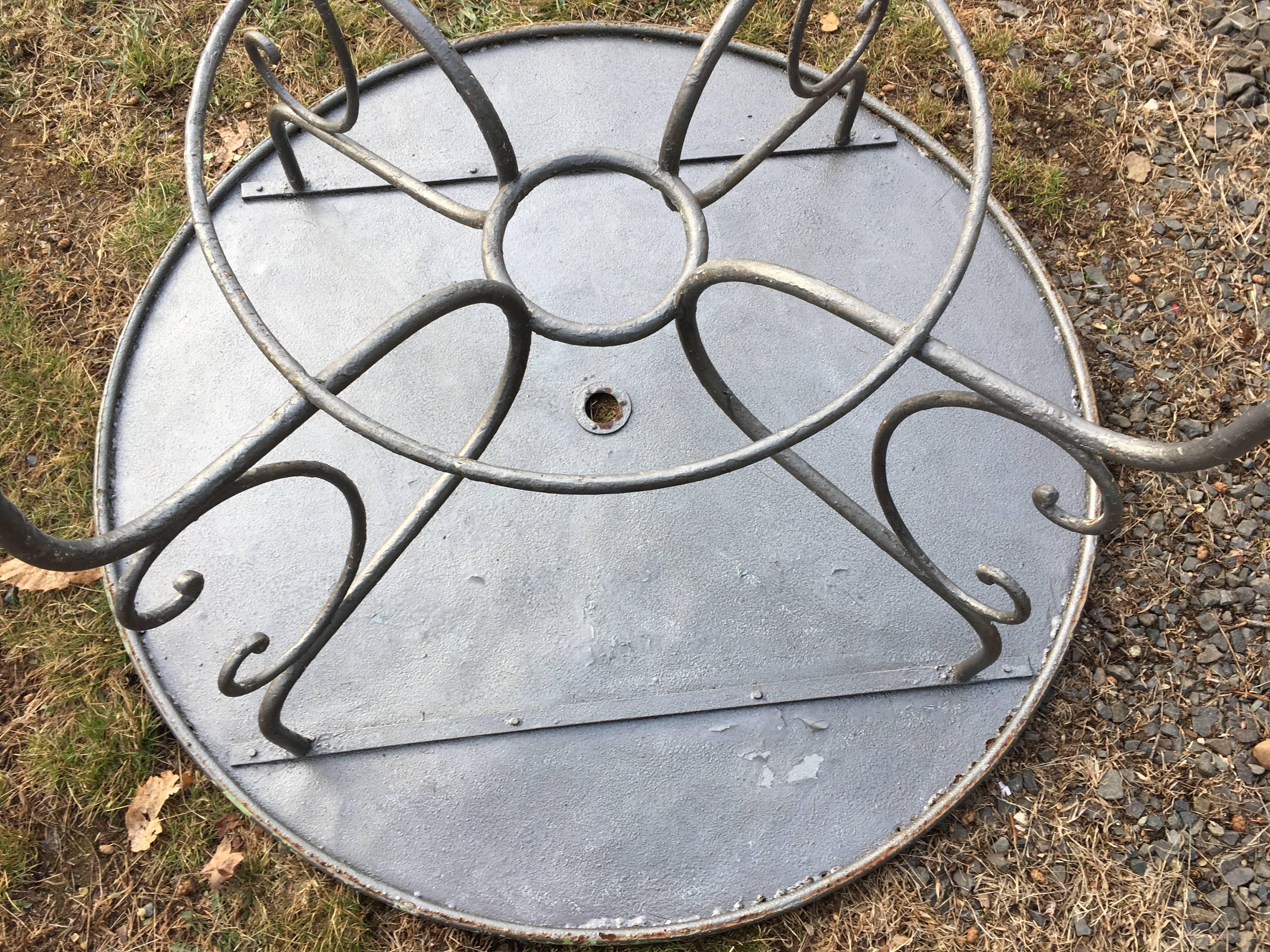 French Wrought Iron Round Dining Table with Scrolled Base 1