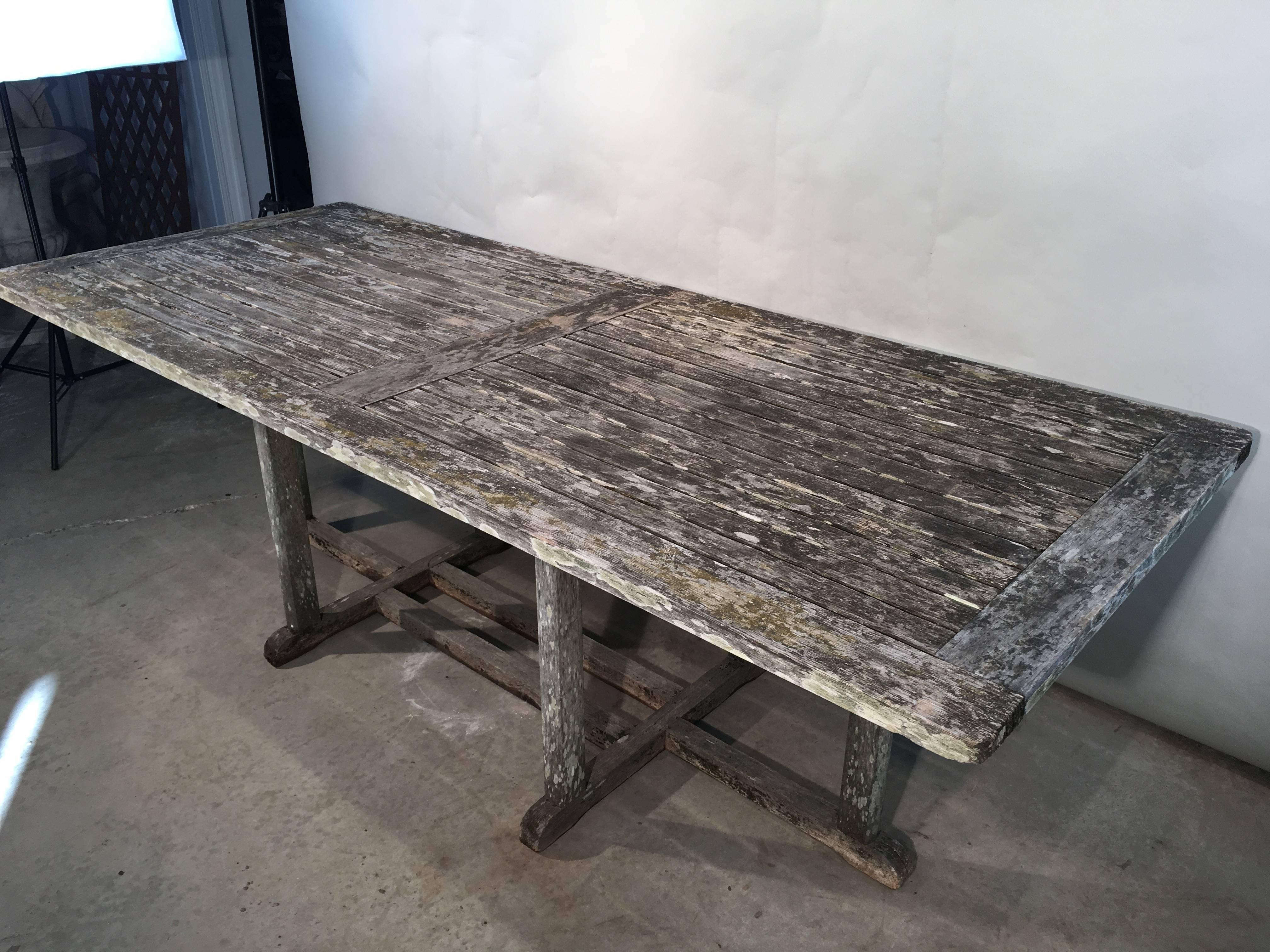 Long English Rectangular Teak Dining Table In Good Condition In Woodbury, CT
