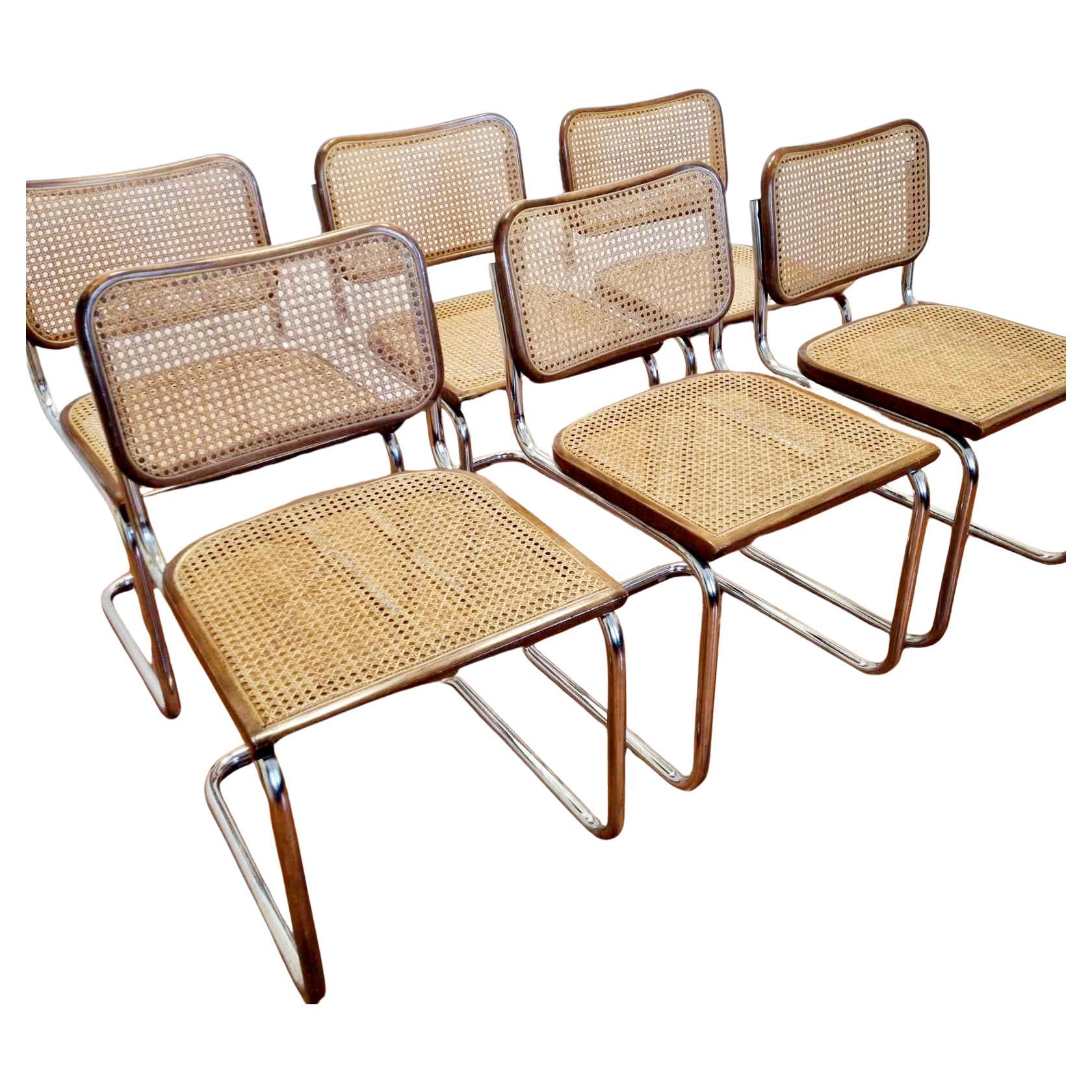Set of 6 Mid Century Modern Cesca Chairs Designed by Marcel Breuer, Italy 80s 10