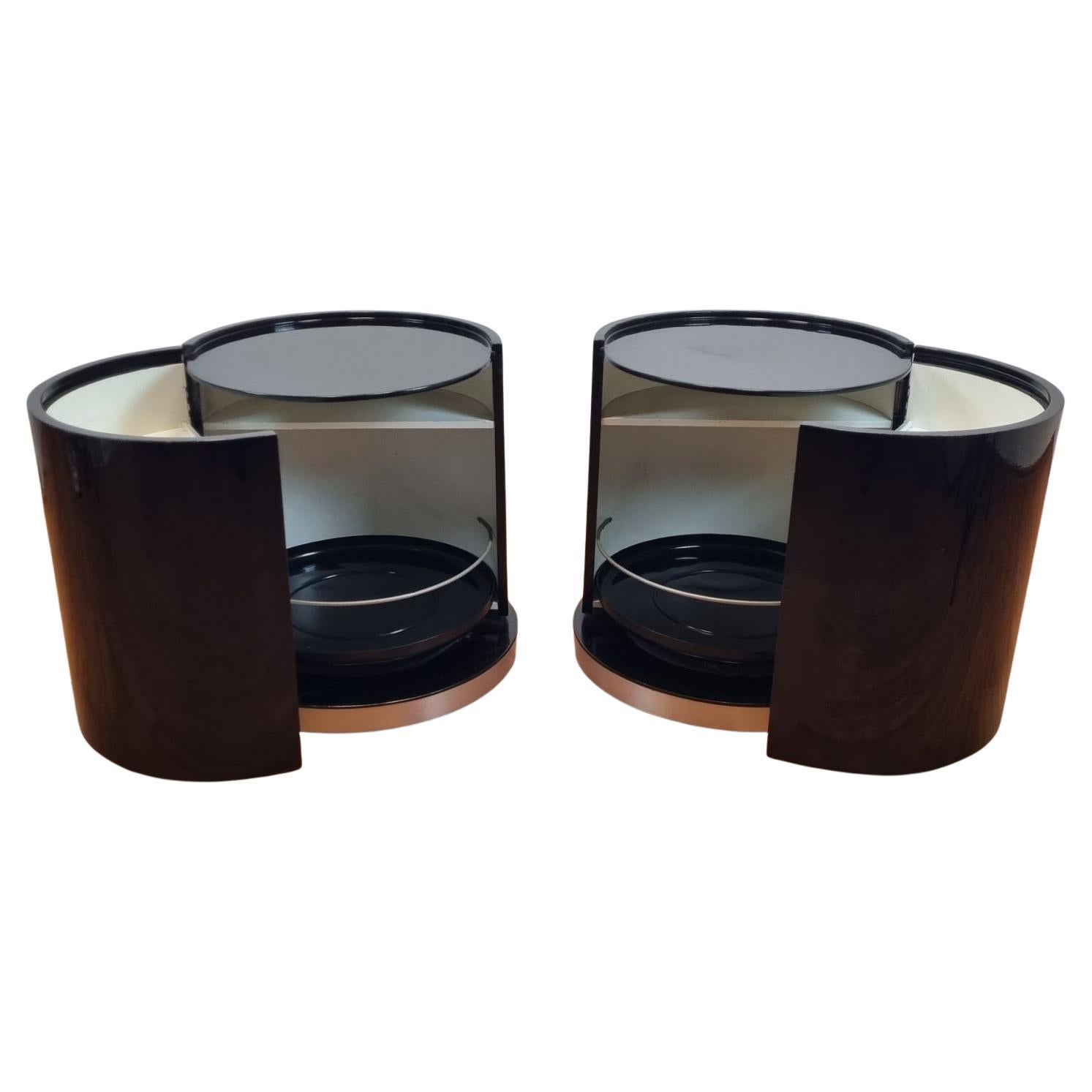 Italian Pair of  Black Lacquered Nightstands by Willy Rizzo for Mario Sabot, 70s
