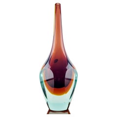 Italian Modern Murano Sommerso Glass Vase By Flavio Poli, Italy 70s