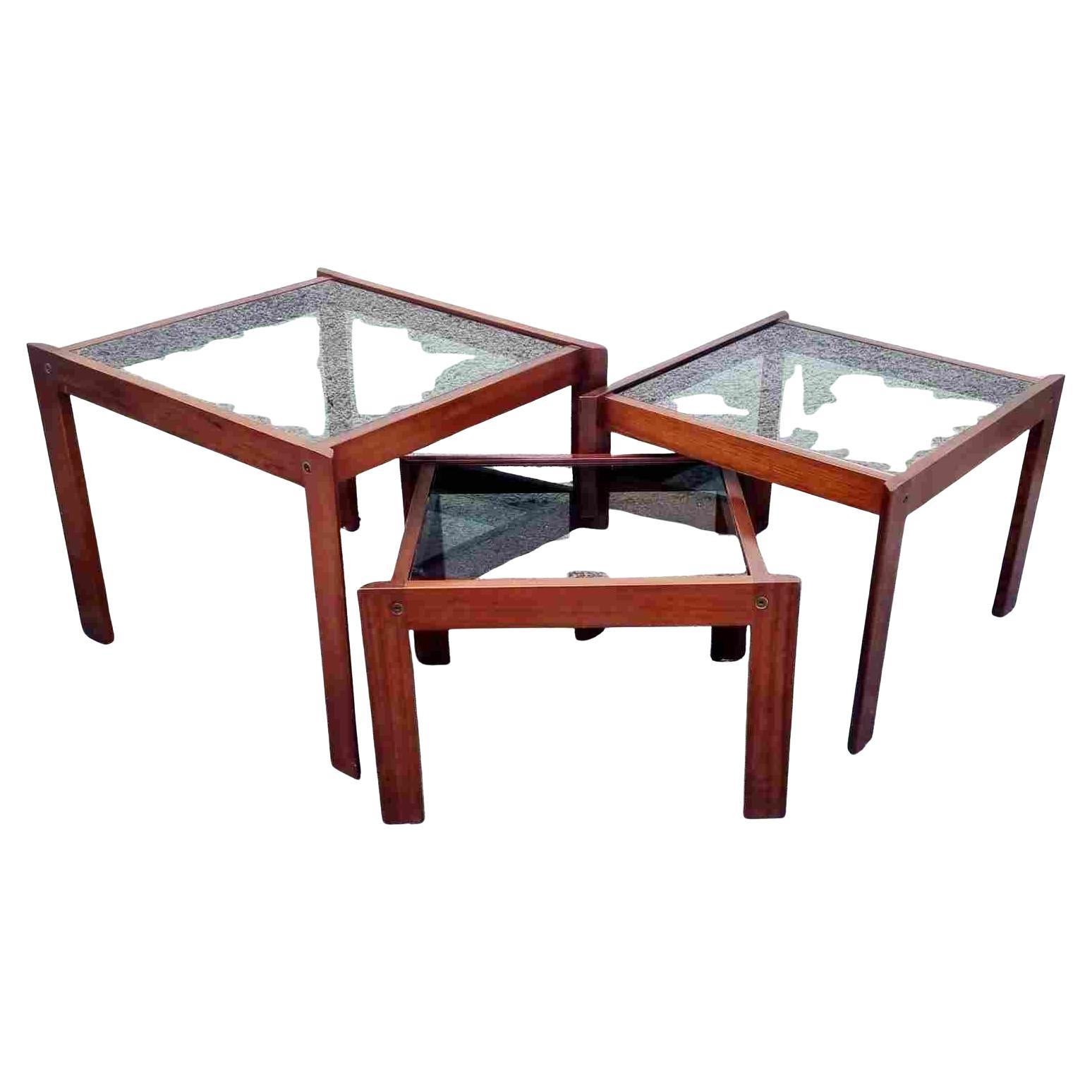Italian Postmodern set of Nesting tables. Made in Italy in the 80s
Very good condition
Dimensions
Table 1  52cm x 58cm x 45cm
Table 2 47,5cm x 54cm x 38,5cm
Table 3 42,5cm x 49cm x 32cm