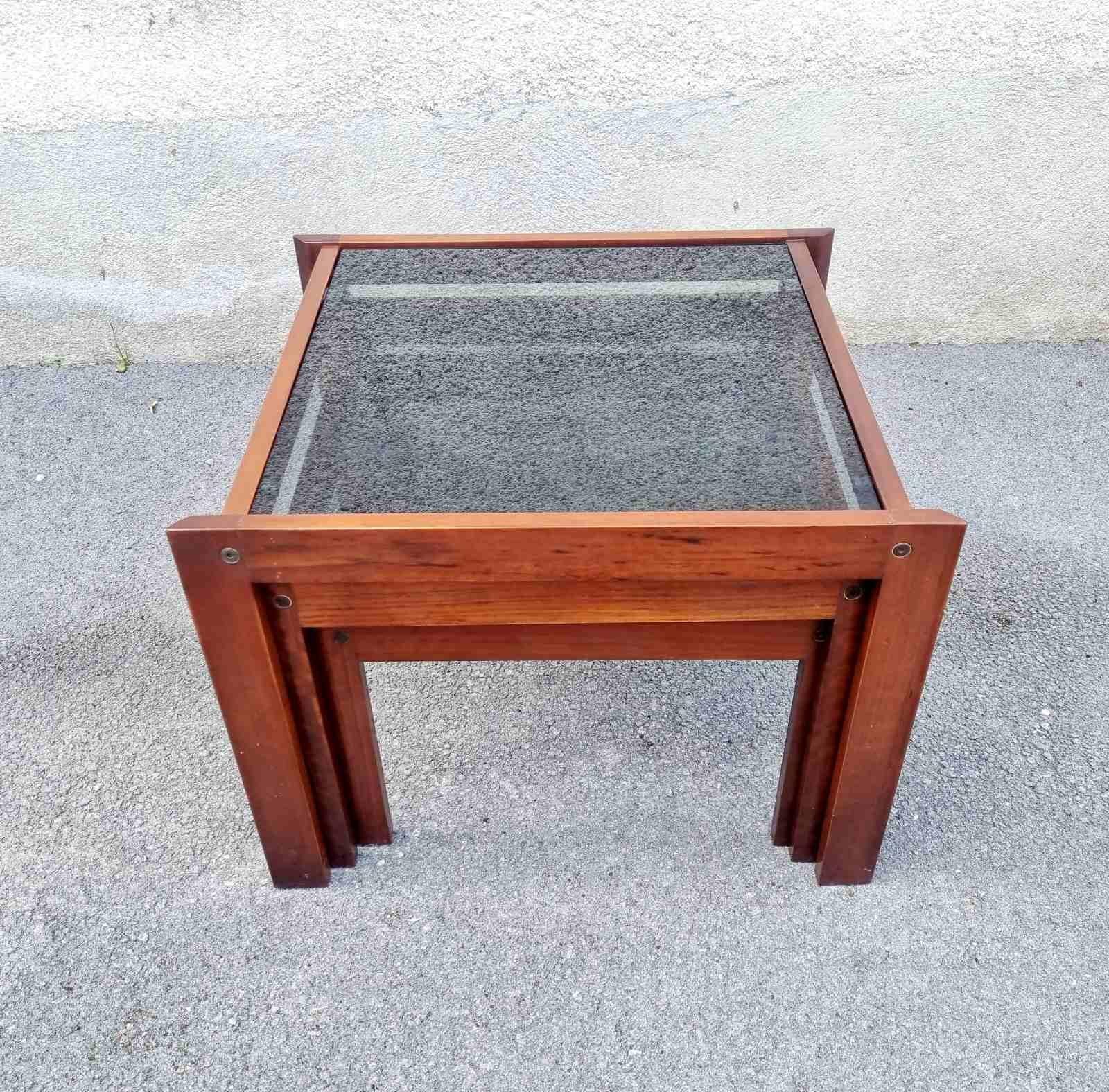 Glass Italian Postmodern Nesting and Stacking Tables, Italy 80s For Sale