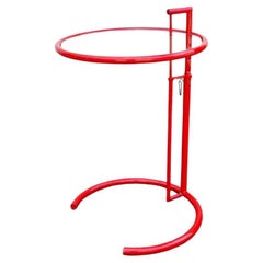 Bauhaus Adjustable Table E 1027 in Red, Designed by Eileen Gray, ClassiCon, 70s