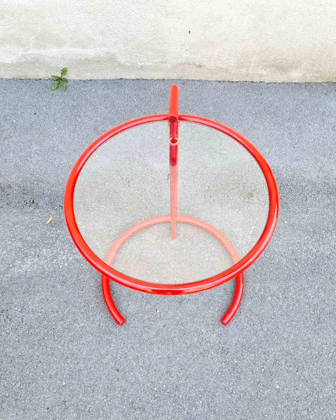 Bauhaus Adjustable Table E 1027 in Red, Designed by Eileen Gray, ClassiCon, 70s For Sale 1