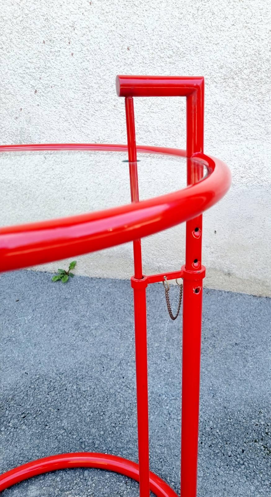 Bauhaus Adjustable Table E 1027 in Red, Designed by Eileen Gray, ClassiCon, 70s For Sale 5