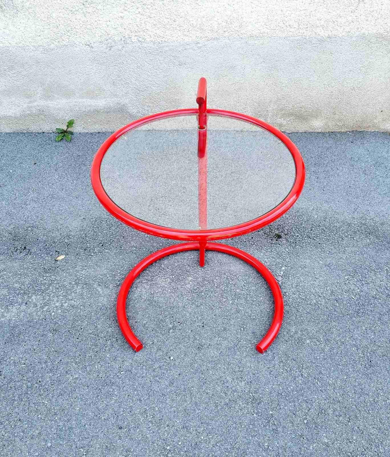 Bauhaus Adjustable Table E 1027 in Red, Designed by Eileen Gray, ClassiCon, 70s For Sale 2
