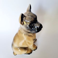 Mid Century Modern Ceramics Boxer Dog Sculpture, Italy 60s