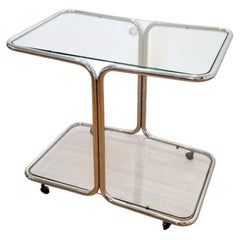 Chariot de bar ou d'appoint de style « Mid-Century Modern » en chrome et verre, Italie, années 60