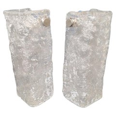 Mid Century Murano Ice Glass Sconces by Kaiser Leuchten, Germany 70s