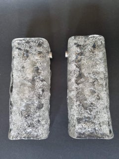Mid Century Murano Ice Glass Sconces by Kaiser Leuchten, Germany 70s