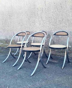Rare Bauhaus Style Tubular Steel and Wood Chairs, Italy 70s, Set of 5