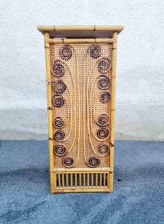 Rare Mid Century Bamboo and Rattan Radiator Cover in Style of Franco Albini, 60s