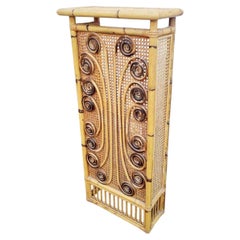 Rare Mid Century Bamboo and Rattan Radiator Cover in Style of Franco Albini, 60s