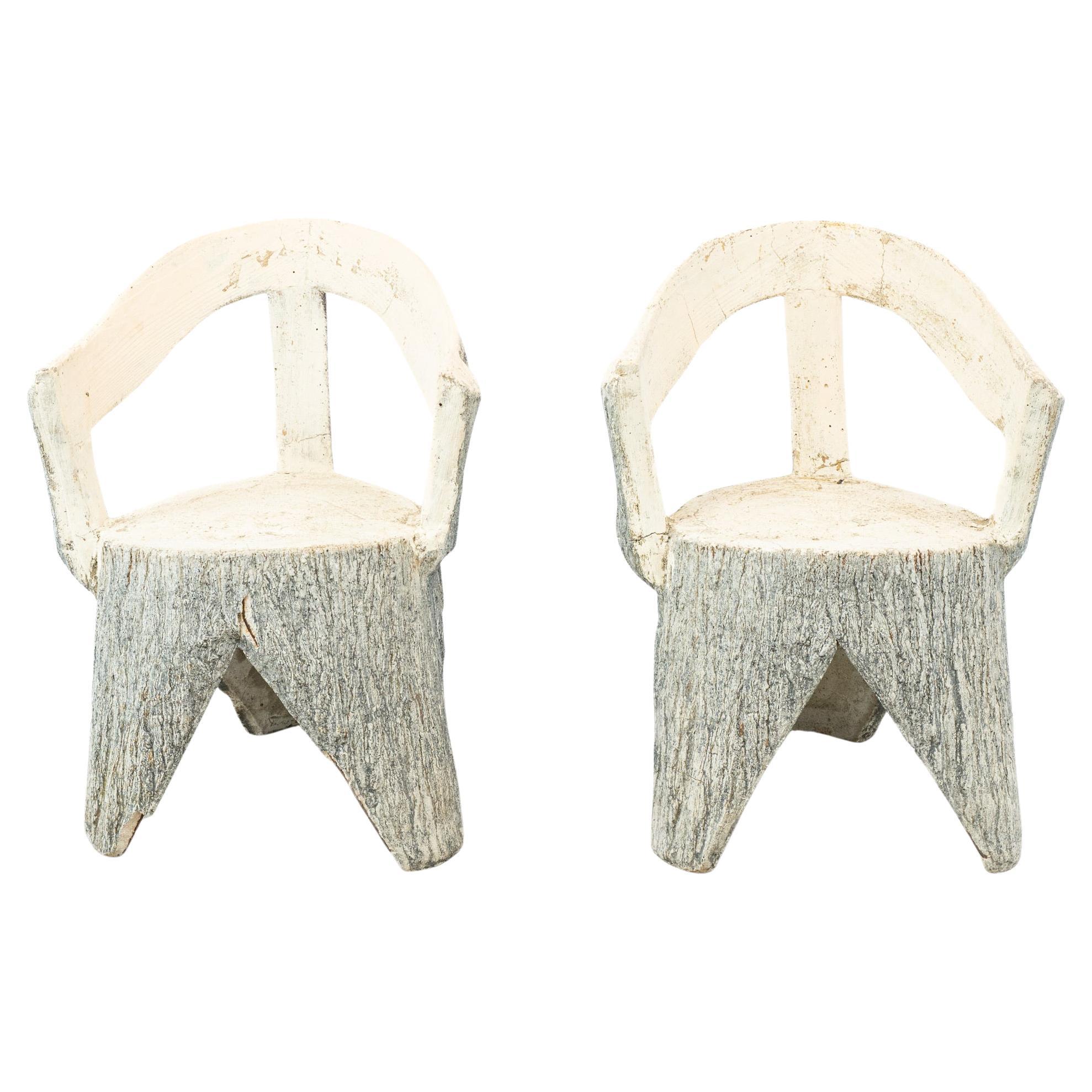 Pair of French Faux Bois Garden Chairs