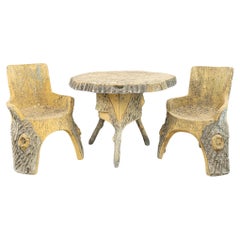 French Faux Bois Garden Table and Chairs