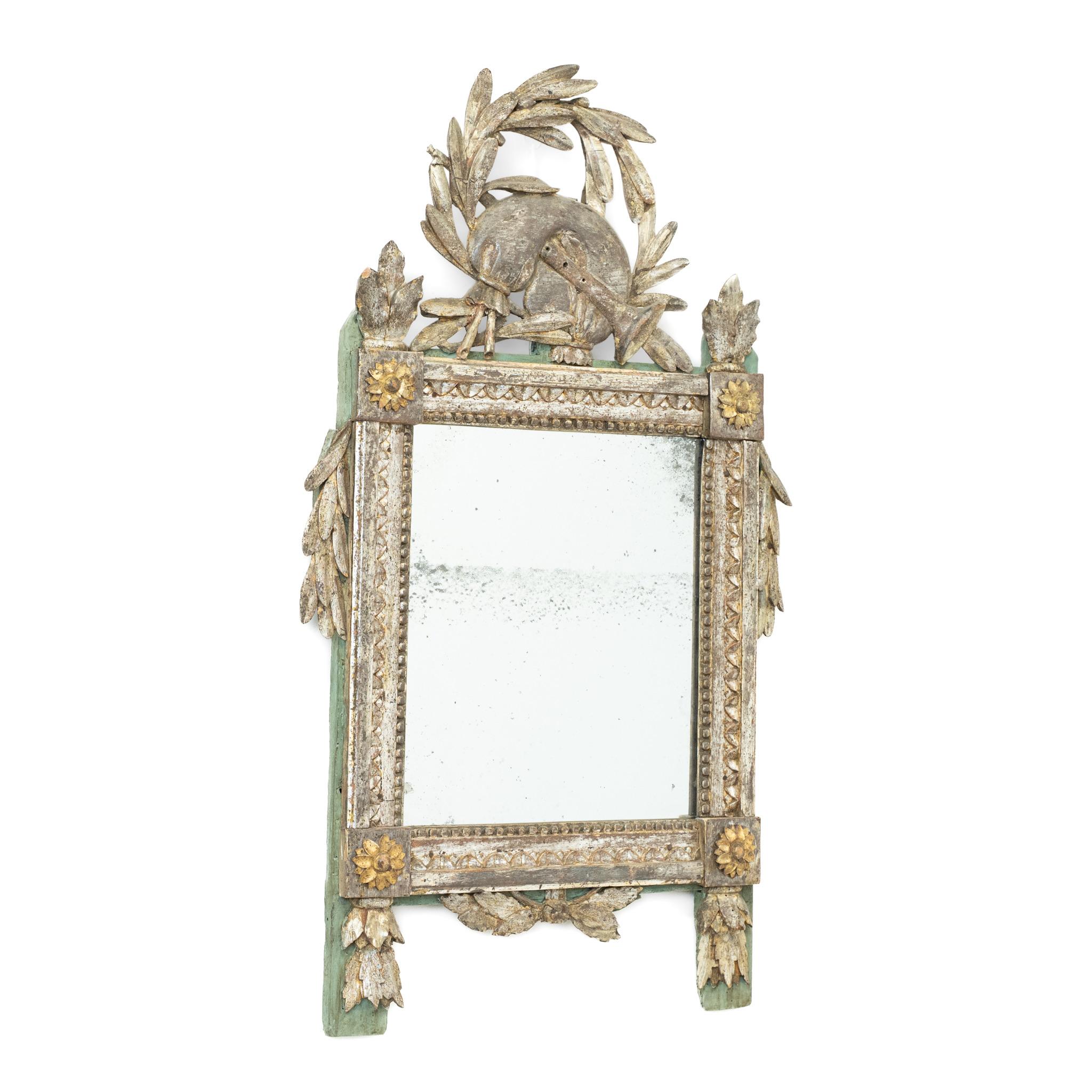Fait main Miroir de mariage du XVIIIe siècle, en argent et en vermeil en vente