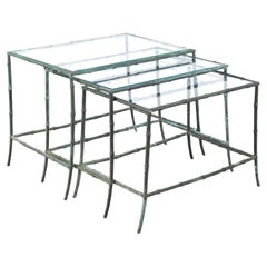 A Rare Nest of Bronze Faux Bamboo Maison Baguès Tables