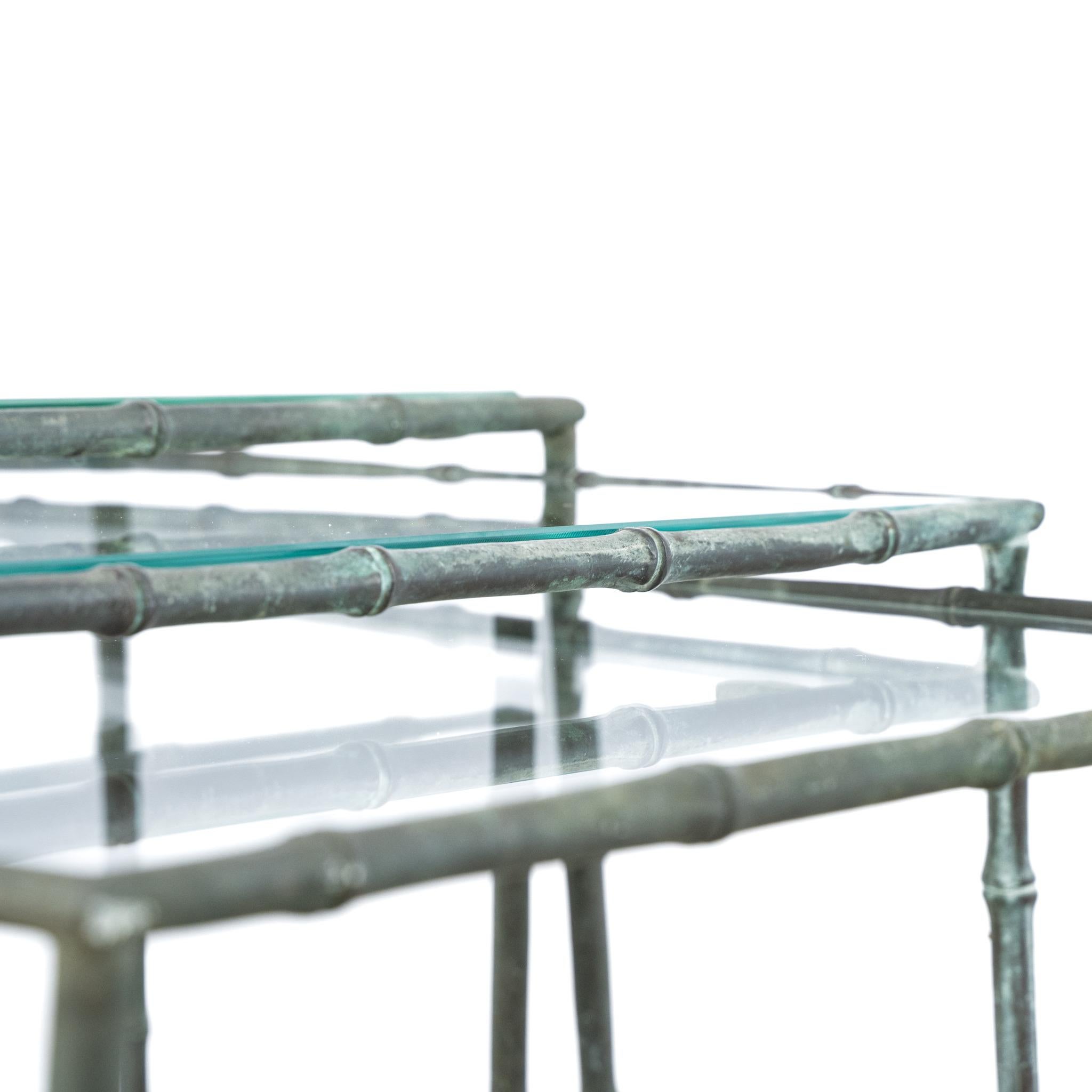 20th Century A Rare Nest of Bronze Faux Bamboo Maison Baguès Tables For Sale