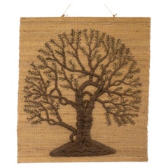 English c1960's Large Folk Art Woollen Tree Wall Hanging / Art