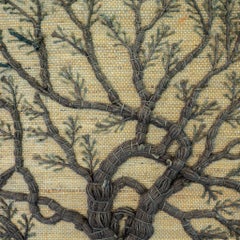 English c1960's Large Folk Art Woollen Tree Wall Hanging / Art