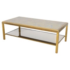 Large Brass and Églomisé Glass Low Table by Guy Lefevre for Maison Jansen