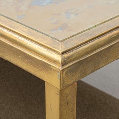 Large Brass and Églomisé Glass Low Table by Guy Lefevre for Maison Jansen
