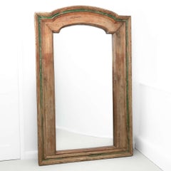 Espejo de pie de gran tamaño con pintura raspada original