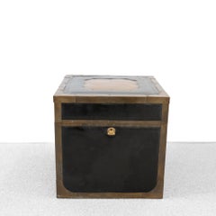 Baule da viaggio inglese del XIX secolo in pelle nera