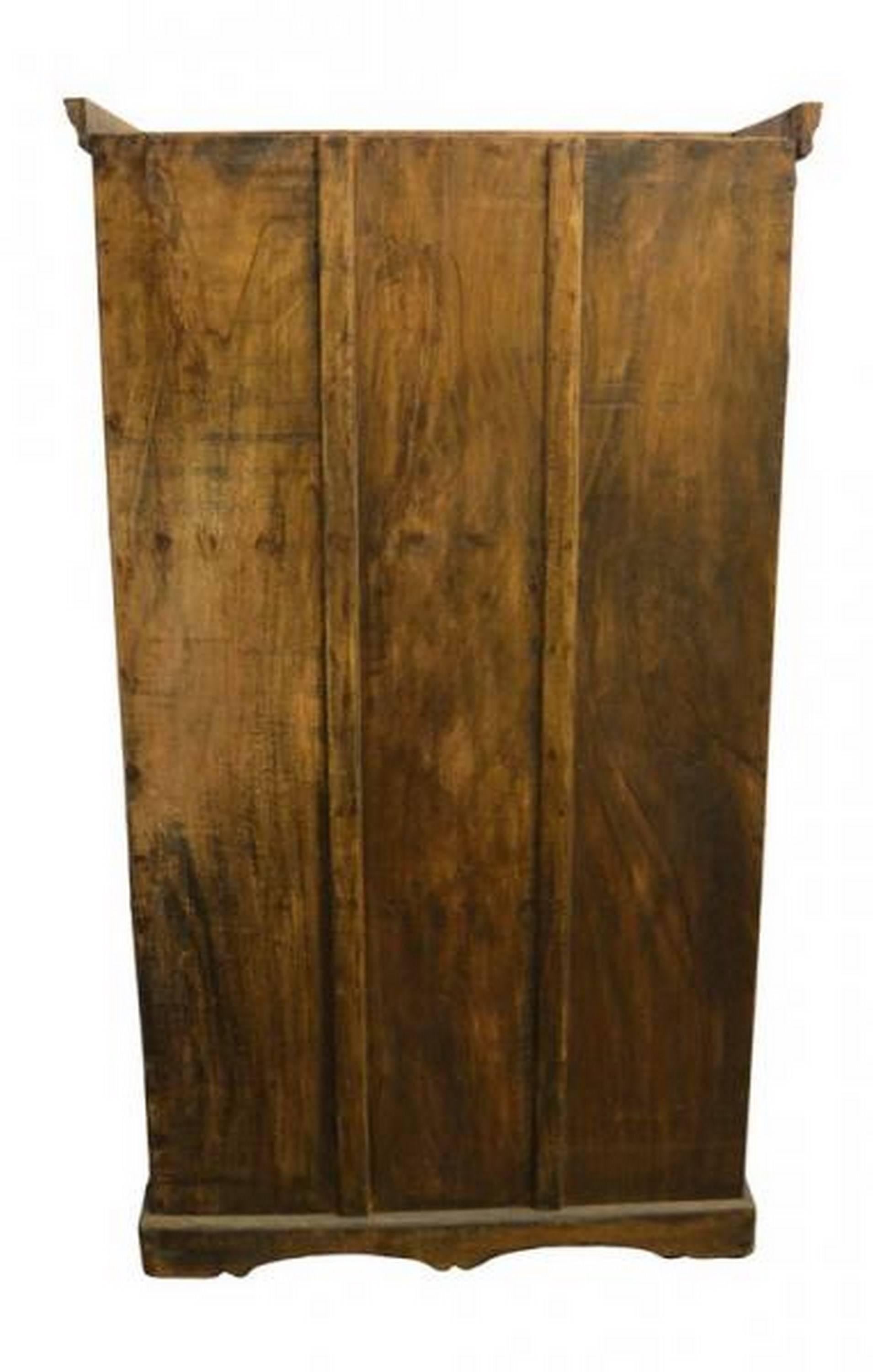 Indian Cabinet or Armoire, with Hand-Carved Doors from 20th Century In Good Condition In Yonkers, NY