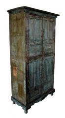 Vintage Goan Indian Hand Painted Cabinet with Four Doors and Substantial Storage