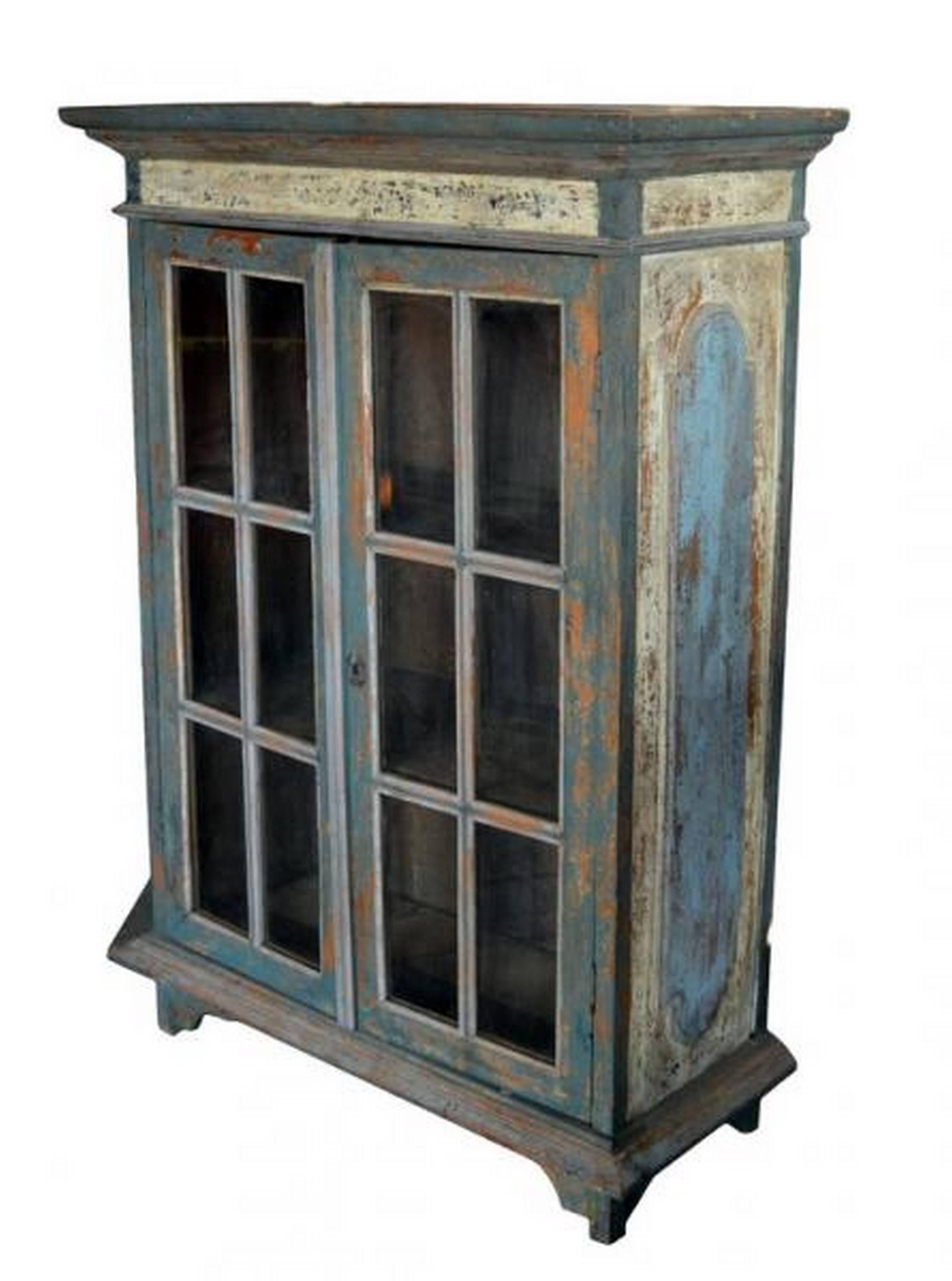 rustic cabinet with glass doors