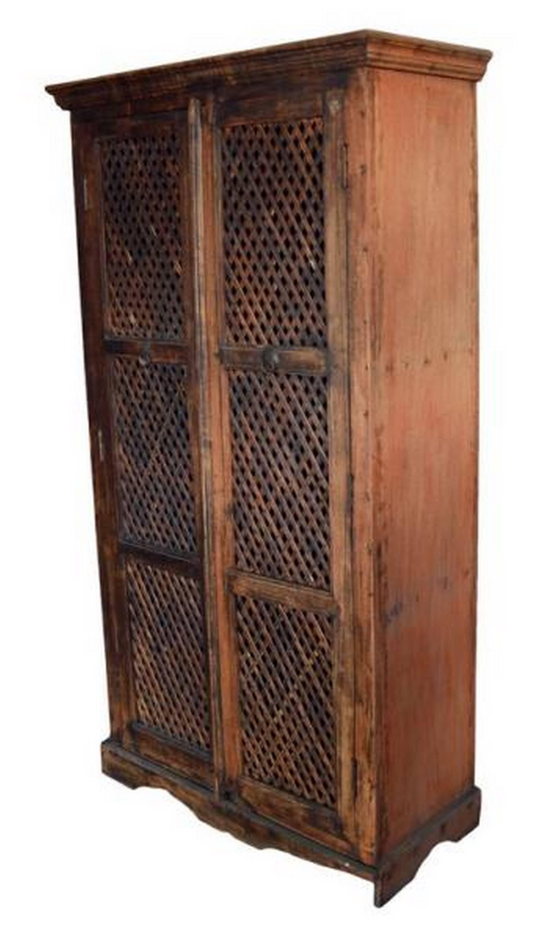19th Century Antique Carved Indian Cabinet / Armoire