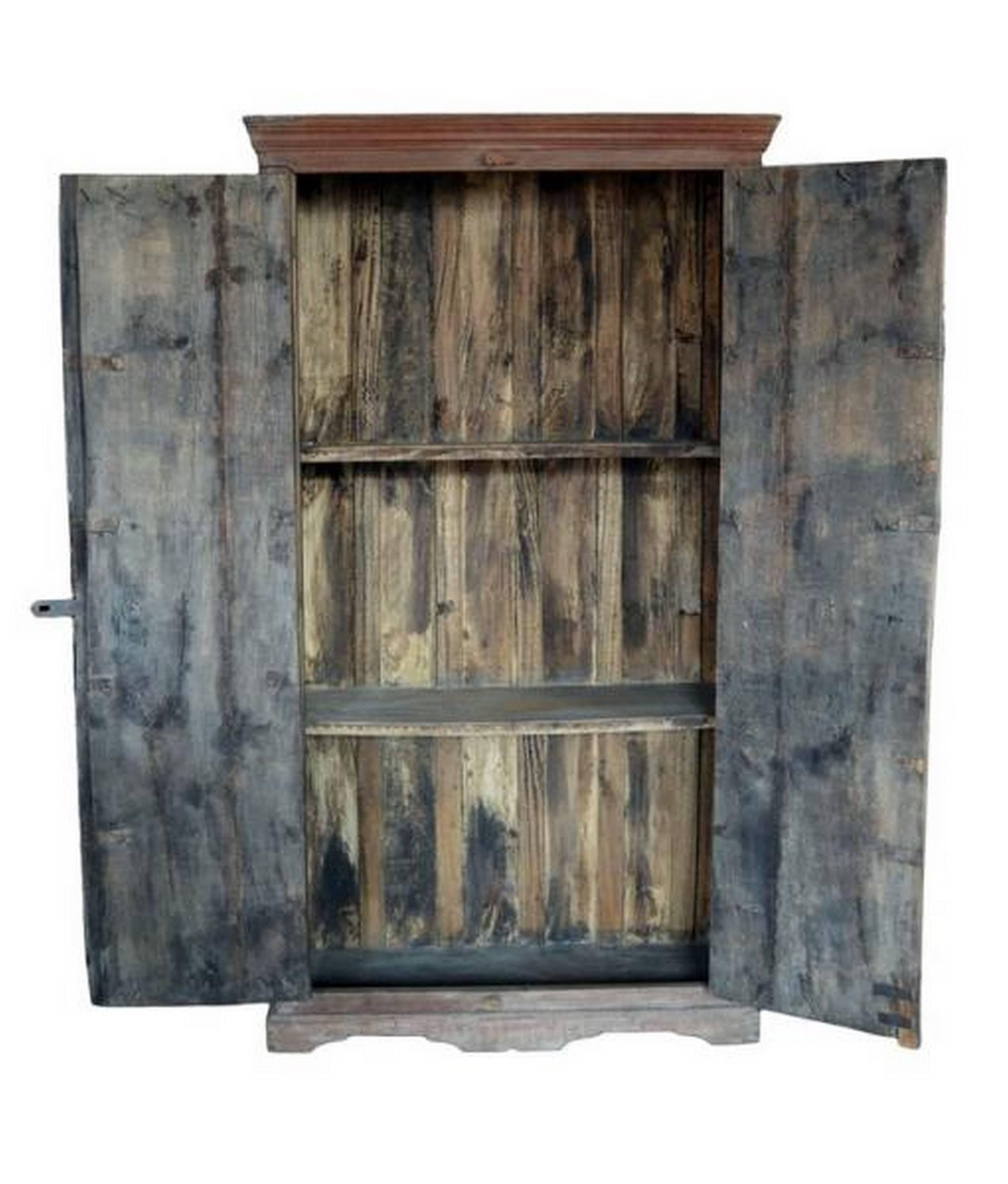 Indian Shesham Wood Rustic Cabinet with Iron Hardware from the 19th Century In Good Condition In Yonkers, NY