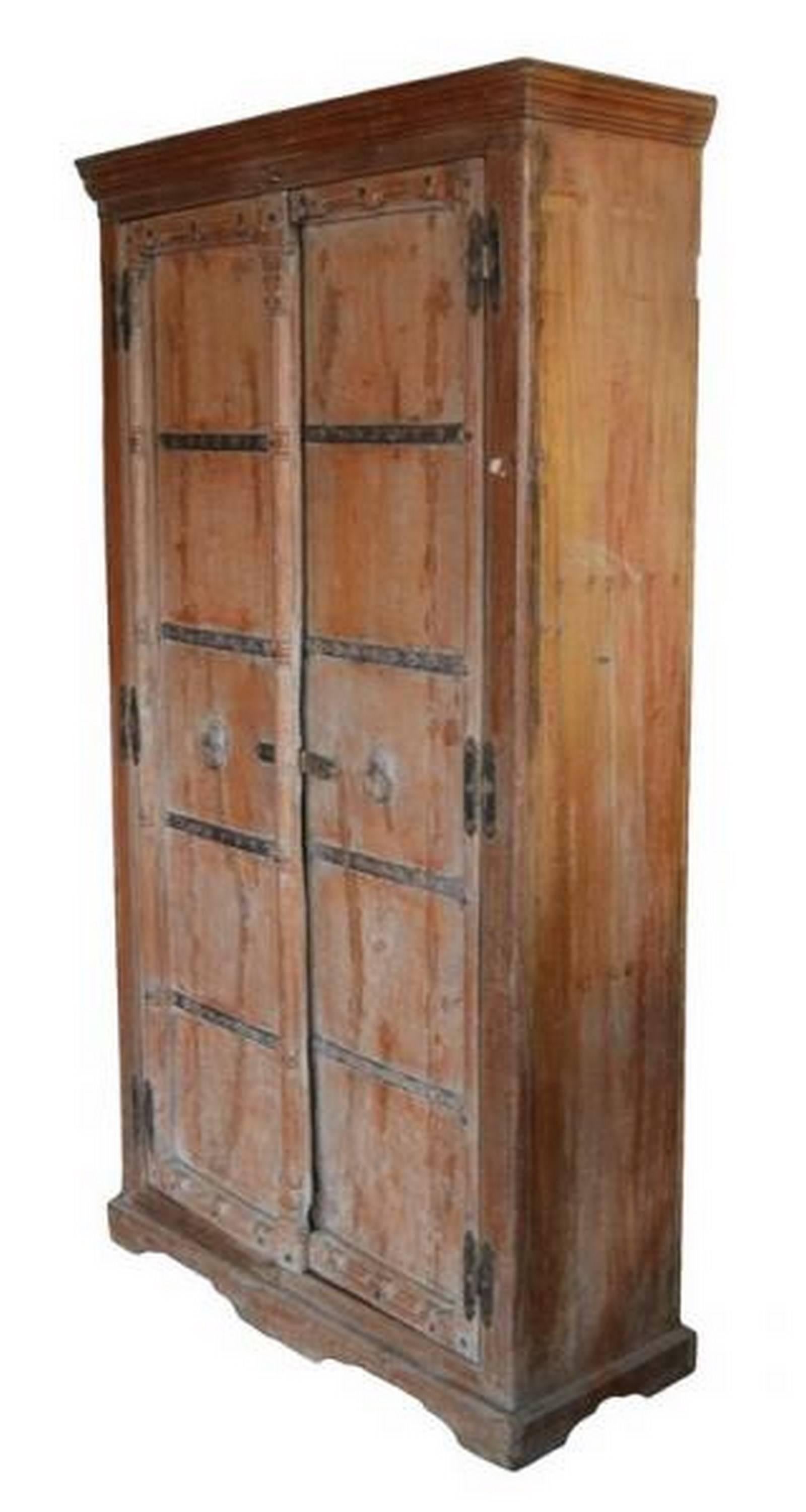 Indian Shesham Wood Rustic Cabinet with Iron Hardware from the 19th Century 1