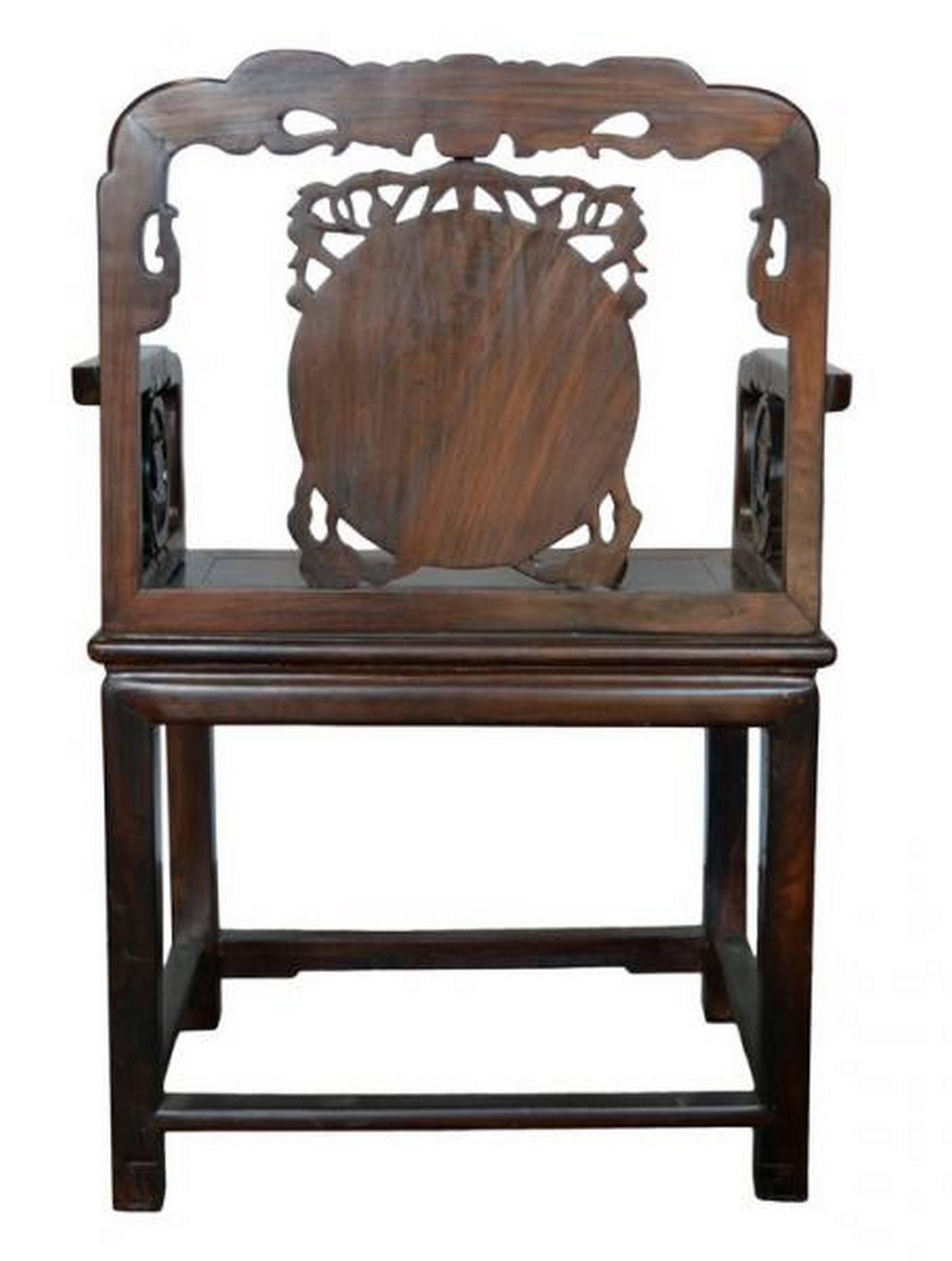 Unusual Antique Hand-Carved Chinese Chair 5
