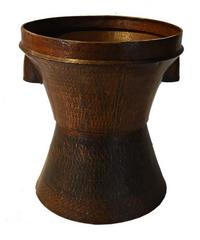 Vintage Indian Hand-Hammered Copper Grain Basket from the 1950s