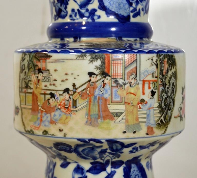 Vintage Chinese Hand Painted Porcelain Lamp With Characters From The Vintage Chinese Hand Painted Porcelain Lamp With Characters From The 1970s For 2