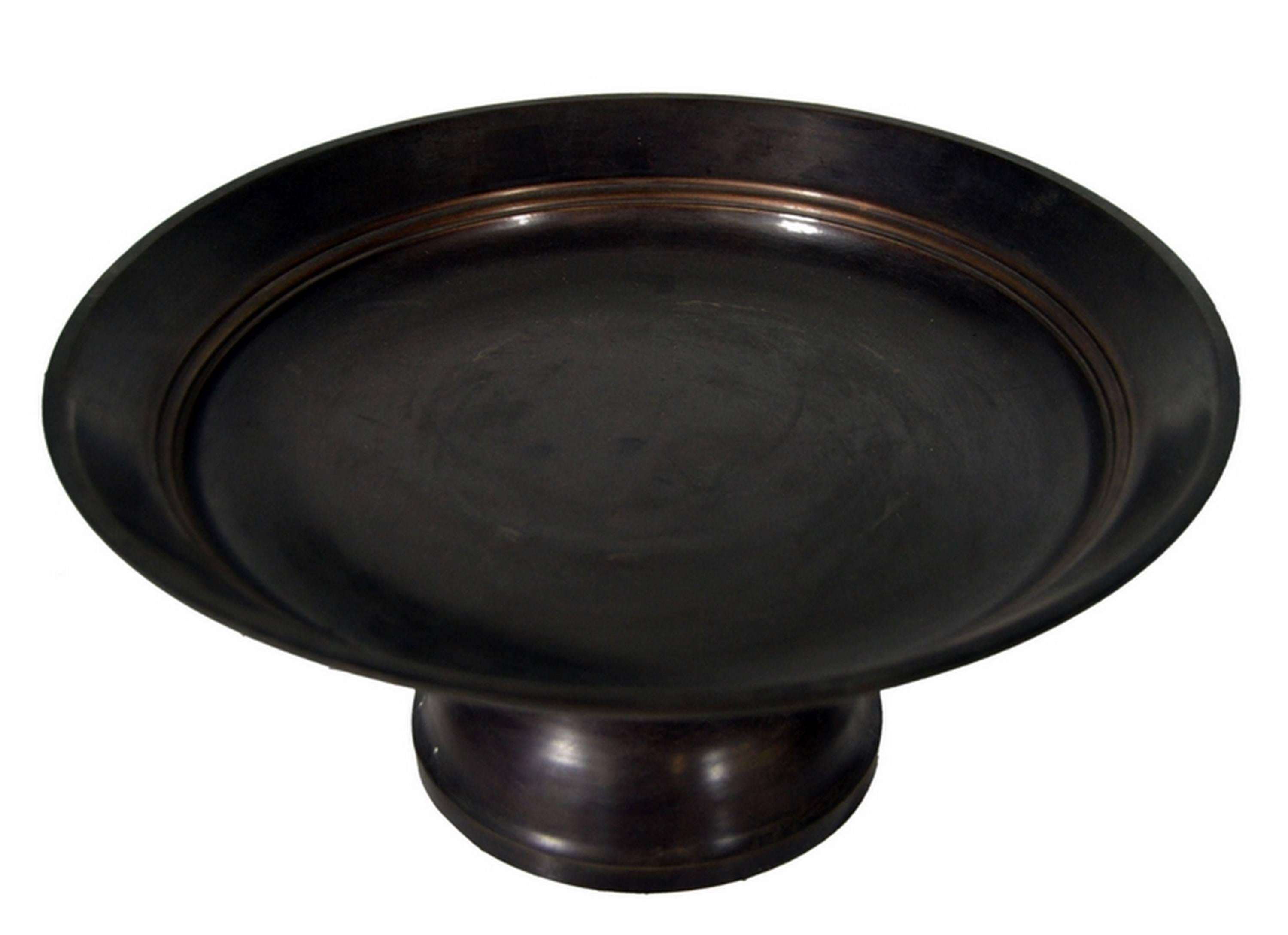 Cylindrical Bronze Cake Stand with Dark Patina from the Late 20th Century In Good Condition In Yonkers, NY
