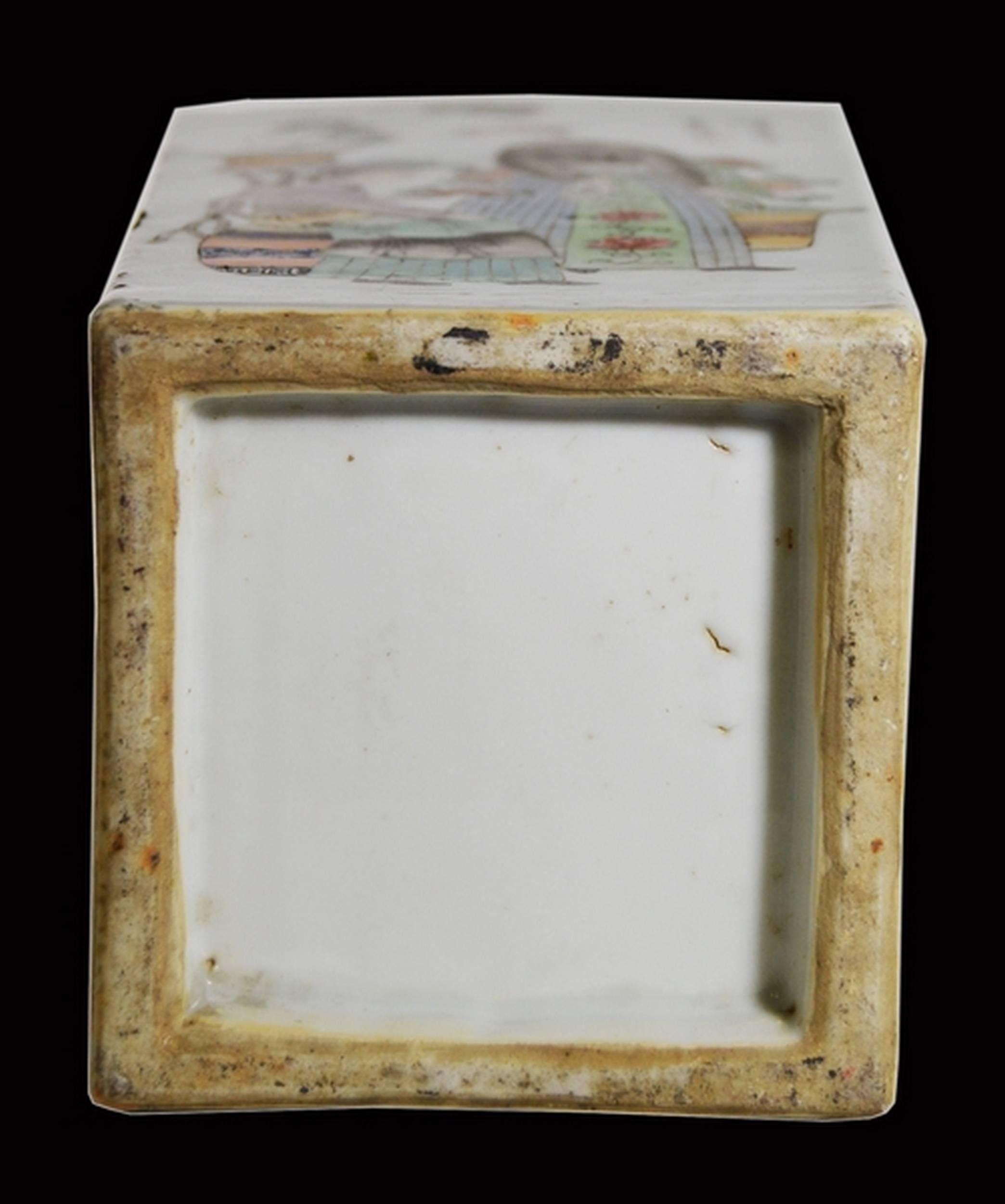 Antico vaso in porcellana dipinto a mano con scene del XIX secolo, Cina in vendita 1