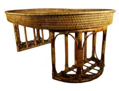 Vintage Burmese Handwoven Rattan Breakfast Coffee Serving Table from the 1970s