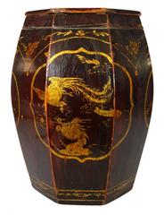 Hand-Painted Grain Storage Barrel with Medallions from, China, 19th Century