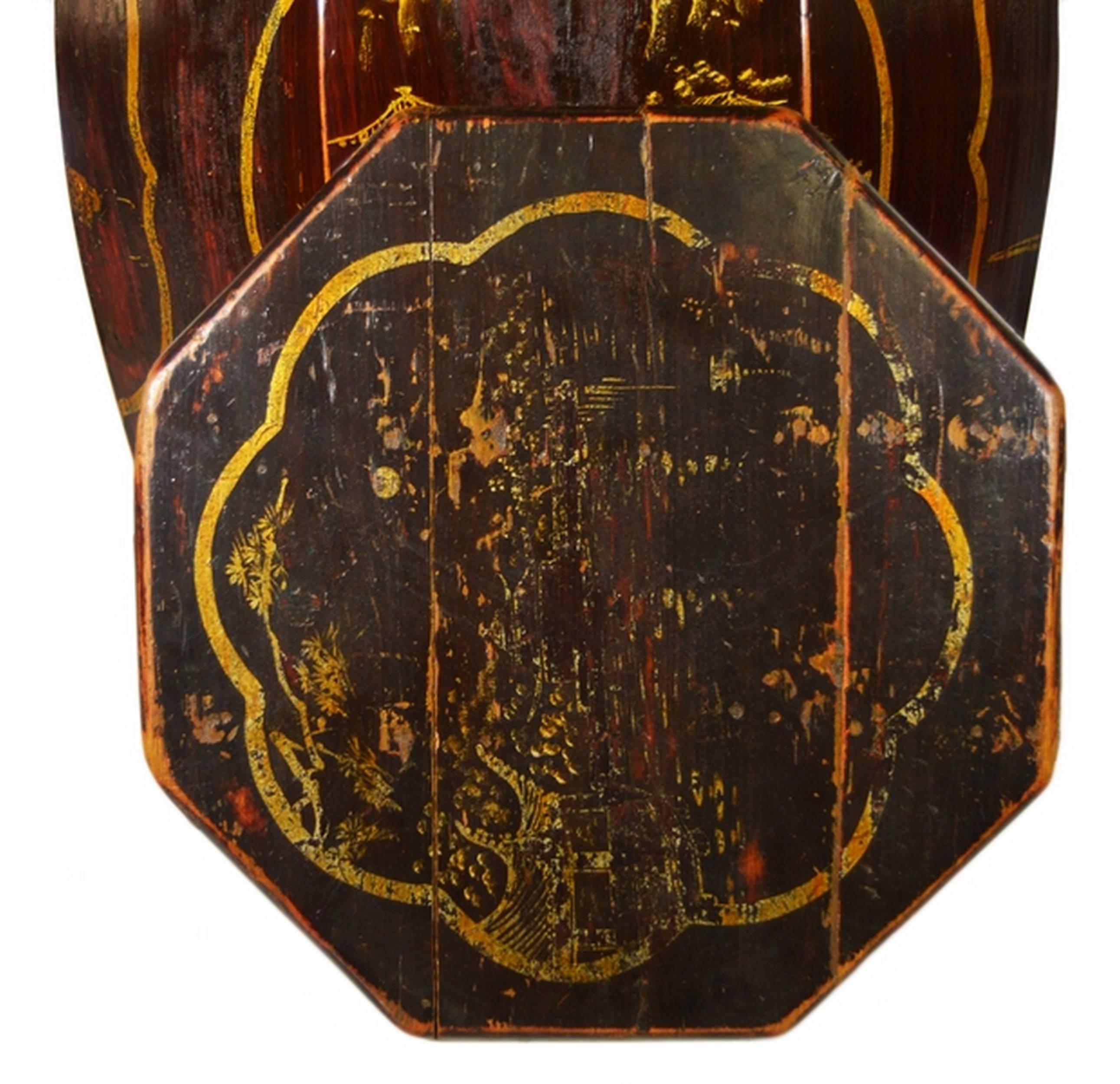 Hand-Painted Grain Storage Barrel with Medallions from, China, 19th Century In Good Condition In Yonkers, NY