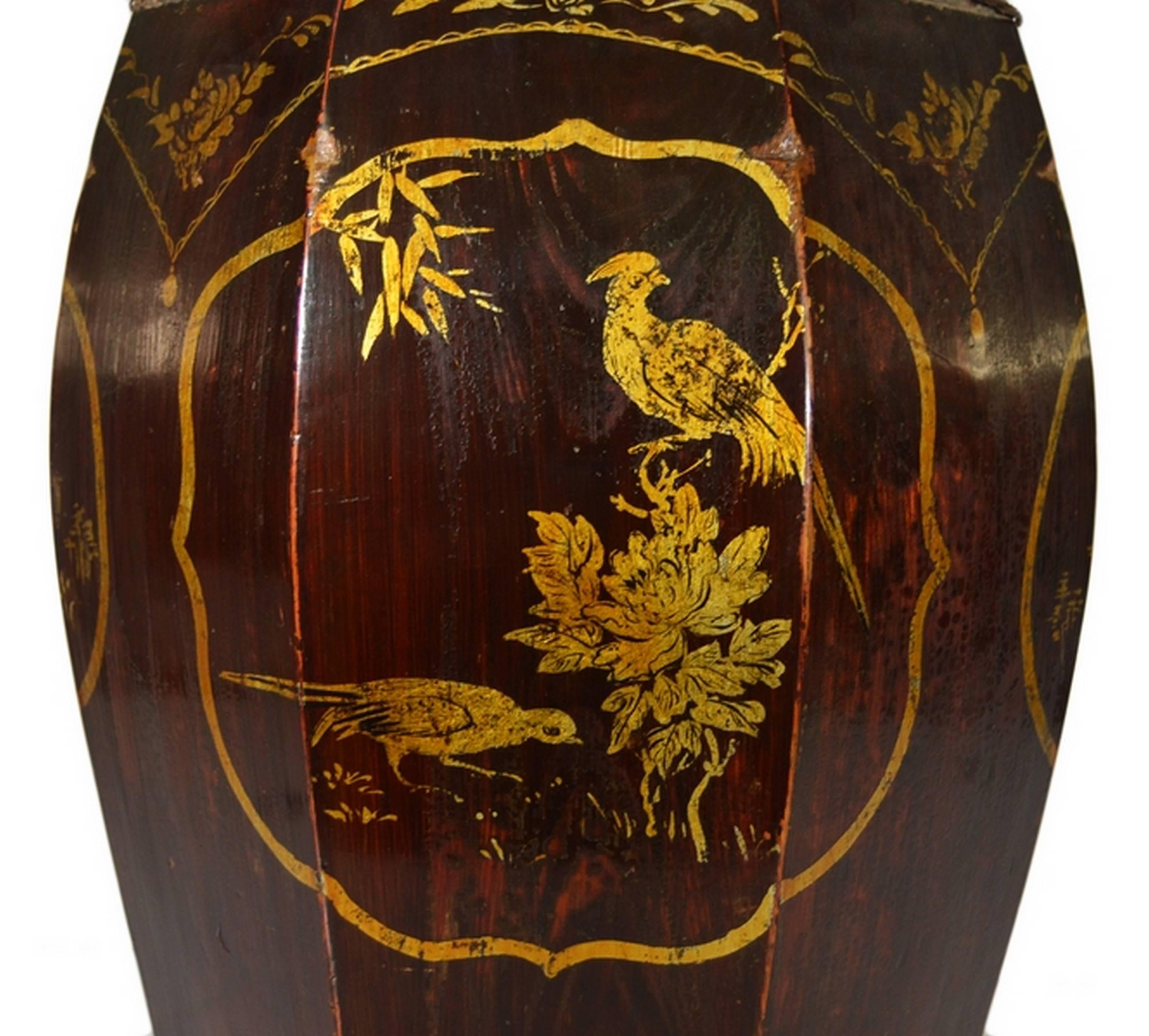 Hand-Painted Grain Storage Barrel with Medallions from, China, 19th Century 3