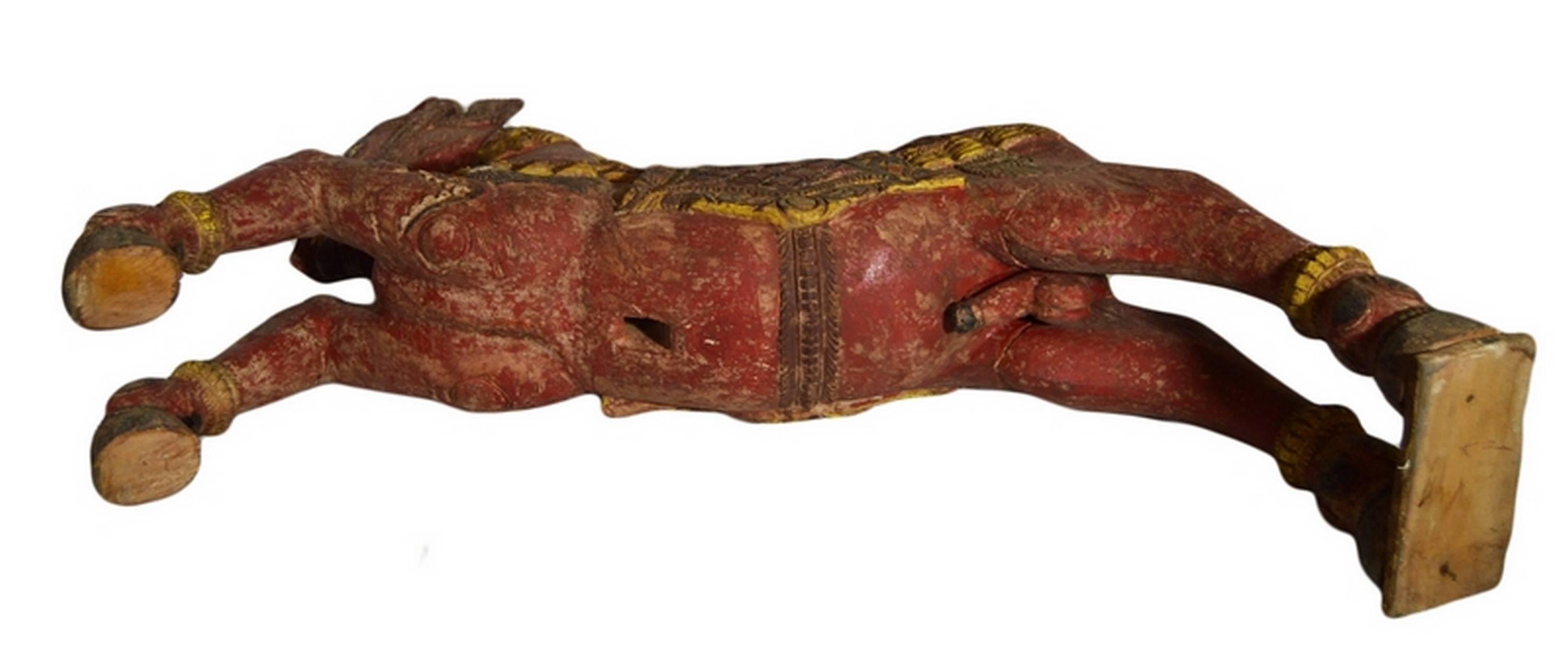 Antique Indian Hand-Carved and Painted Temple Horse from the Late 19th Century 6