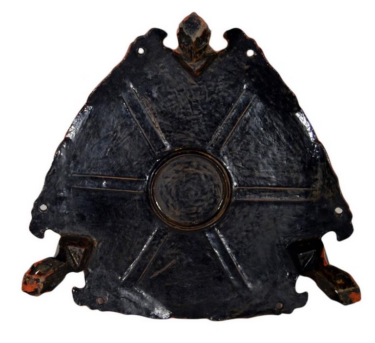 Antique Burmese Red Carved Wood Offering Basket from the 19th Century