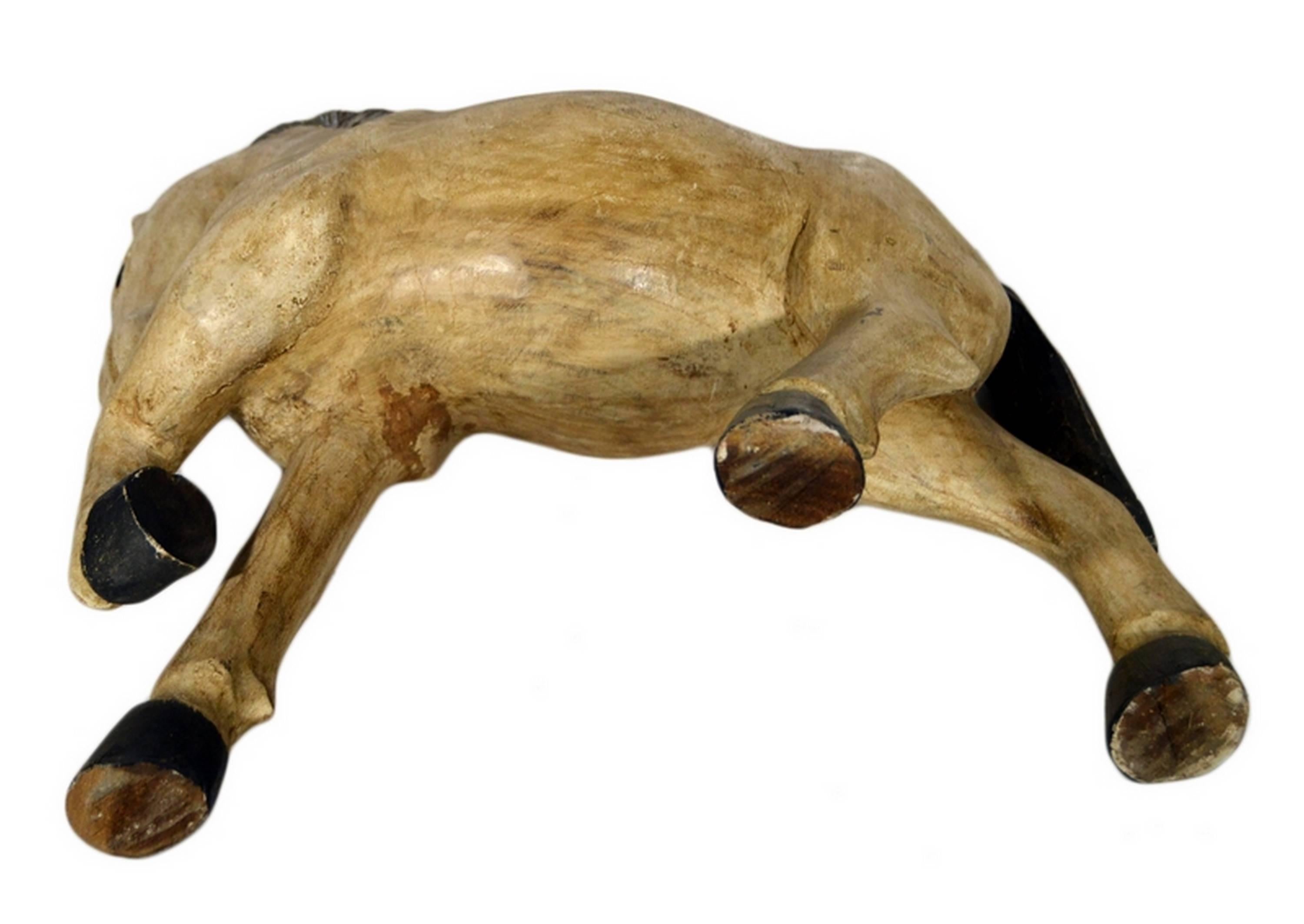 Indonesian Vintage Indonesia Hand-Carved Painted Wood Horse from the Mid-20th Century